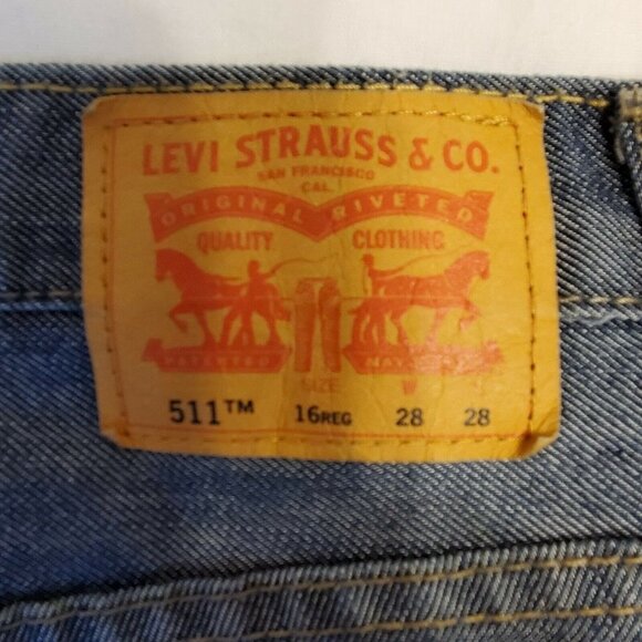 Levi's 511 Slim Boys Size 28x28 16 Regular Denim Blue Jeans - Picture 7 of 8